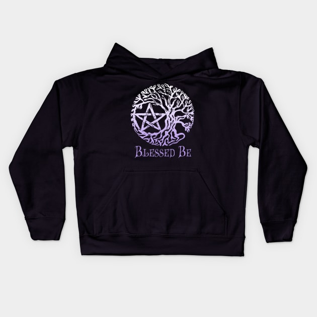Wiccan & Pagan Sacred Gifts Nature Twigs Pentacle Tree of Life Blessed Be Kids Hoodie by BeesEz